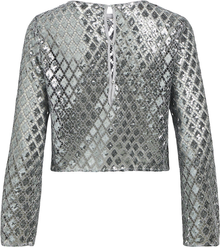 Object OBJGITTE LO L/S TOP 136 Asphalt/silver sequins