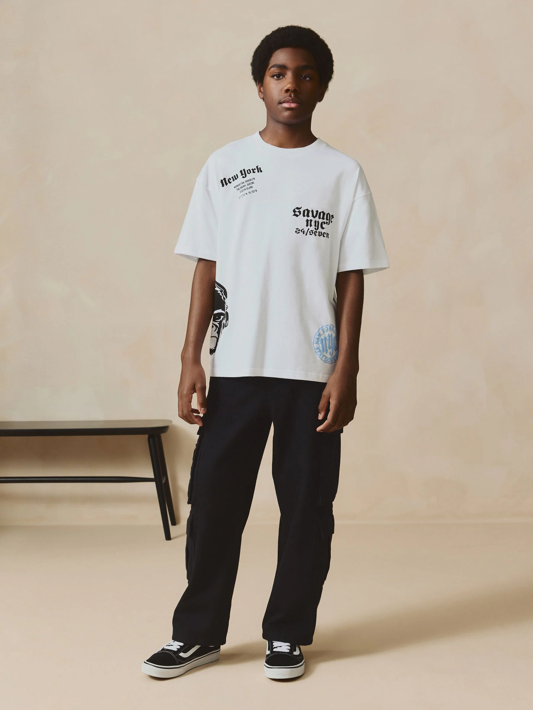 Zwart - Cargo broek van geweven twill-katoen (3-16jr)