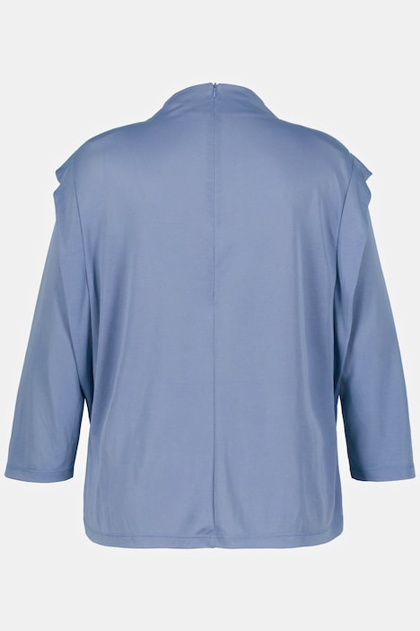 Shirt, Schulterpolster, Stehkragen, Zipper, 3/4-Arm