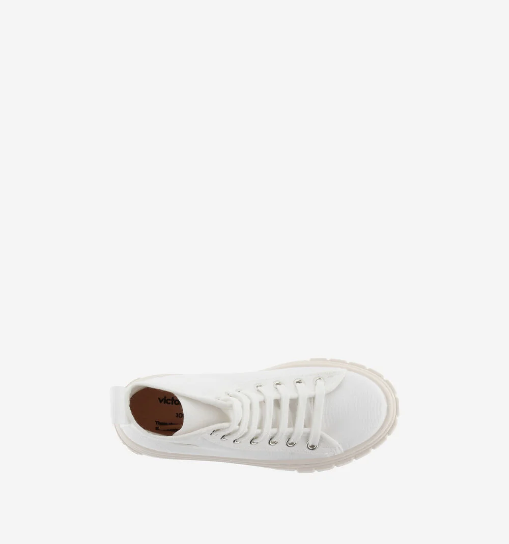 ABRIL BOTTINE TOILE Baskets montantes en toile avec patch pour femme BLANCO