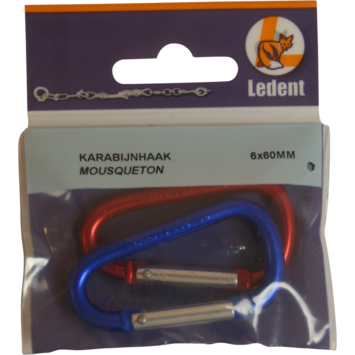 Ledent karabijnhaak aluminium 60 mm 2 stuks