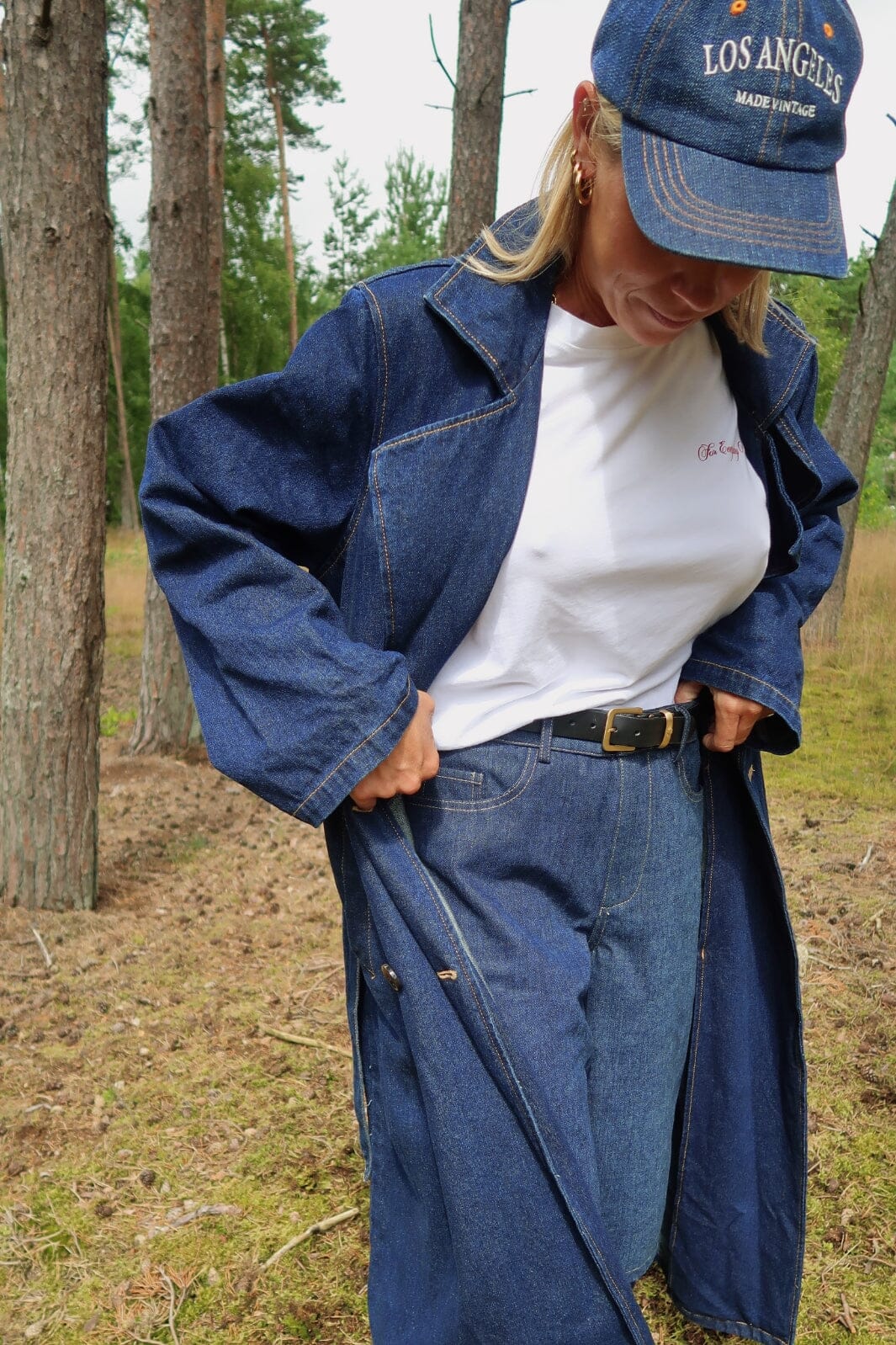 Pieces Pcfreya Ls Long Denim Trenchcoat Fsy