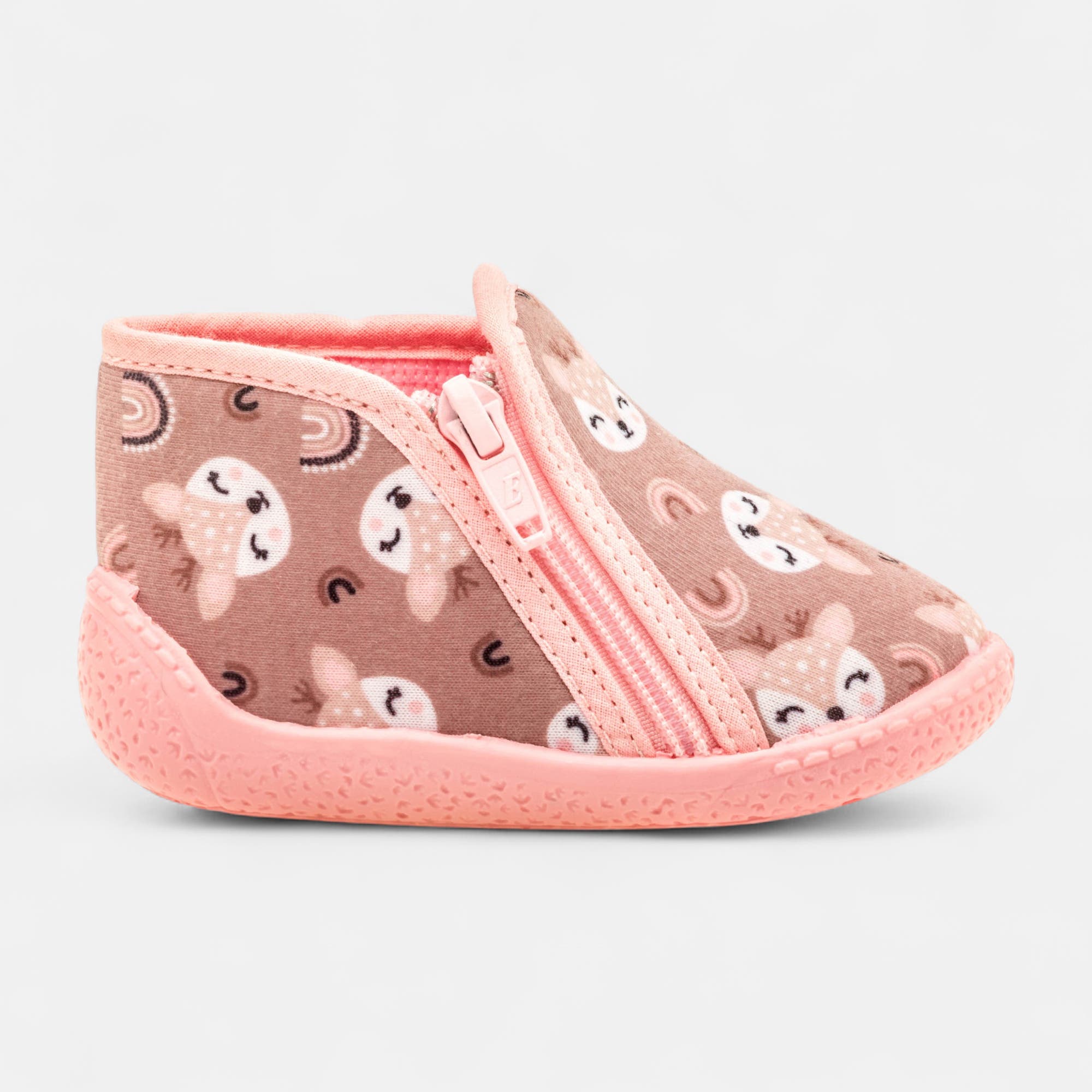 Pantoufles botillons zippés Bébé fille beige