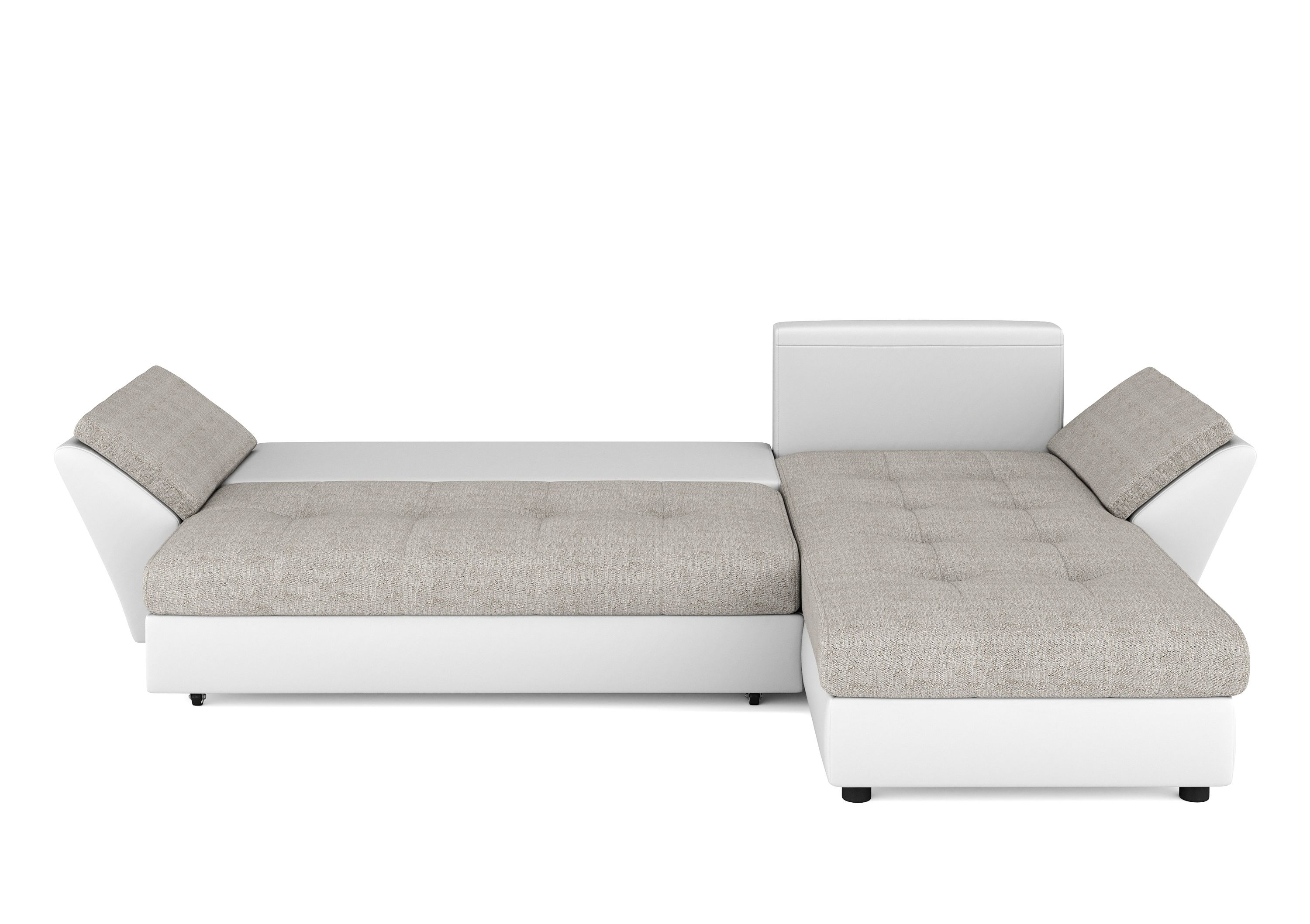 Ecksofa mit Schlaffunktion CAESAR links/rechts weiss/beige