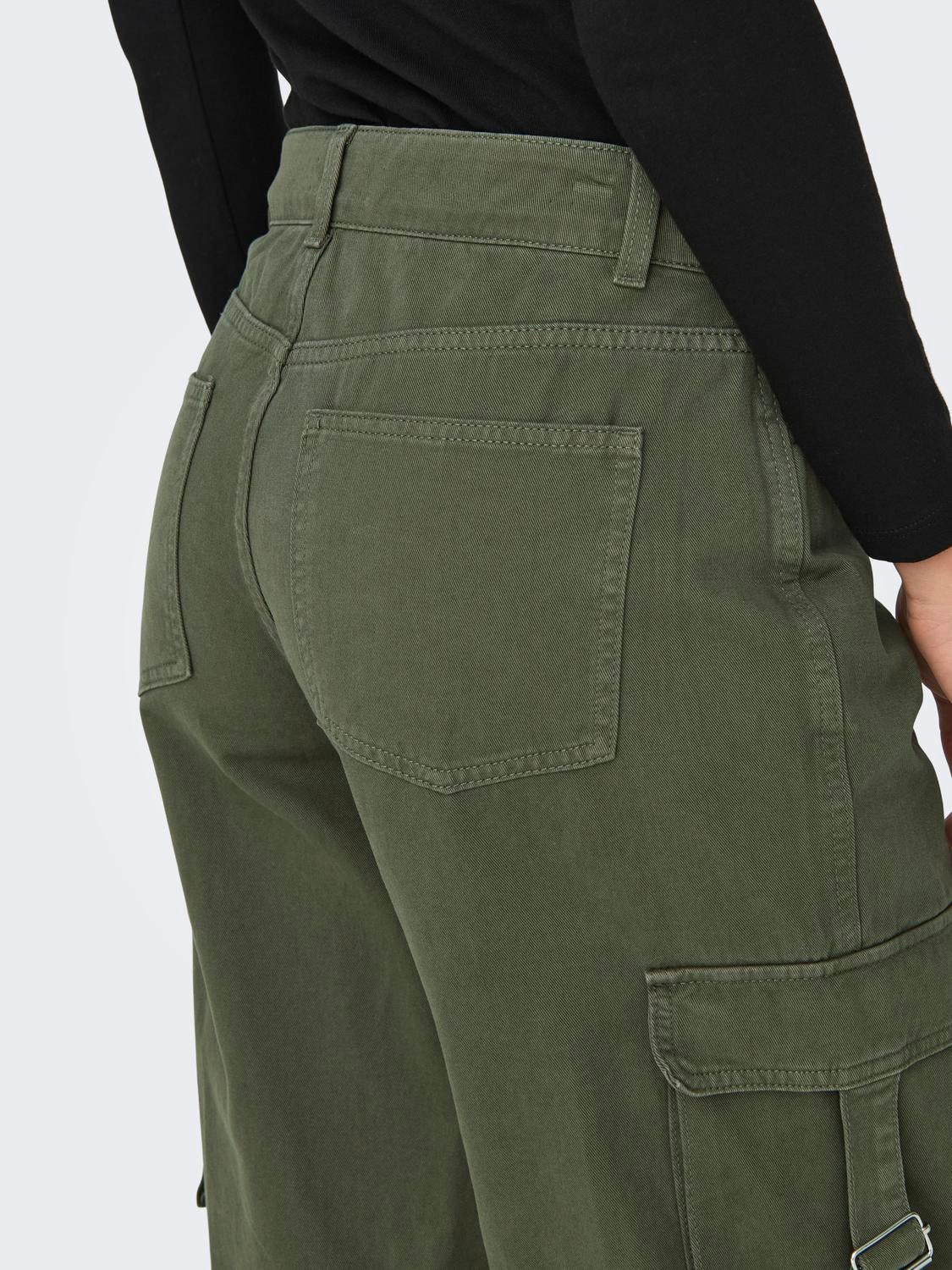 ONLMALFY Mittlere Taille Weiter Beinschnitt Cargo-Hose Kalamata