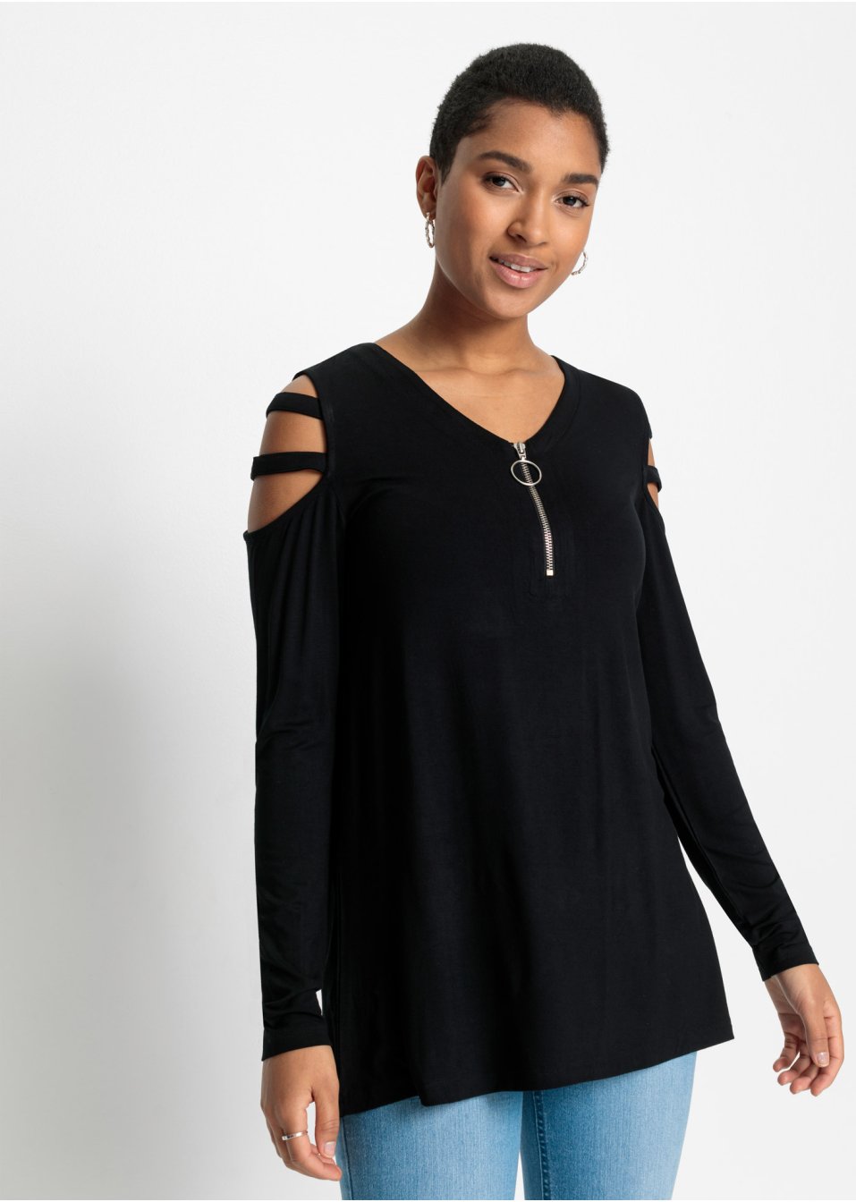 T-shirt long avec découpes