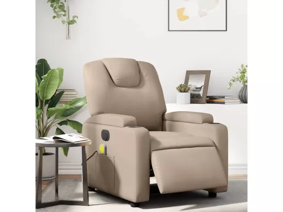 Fauteuil massant inclinable électrique cappuccino similicuir