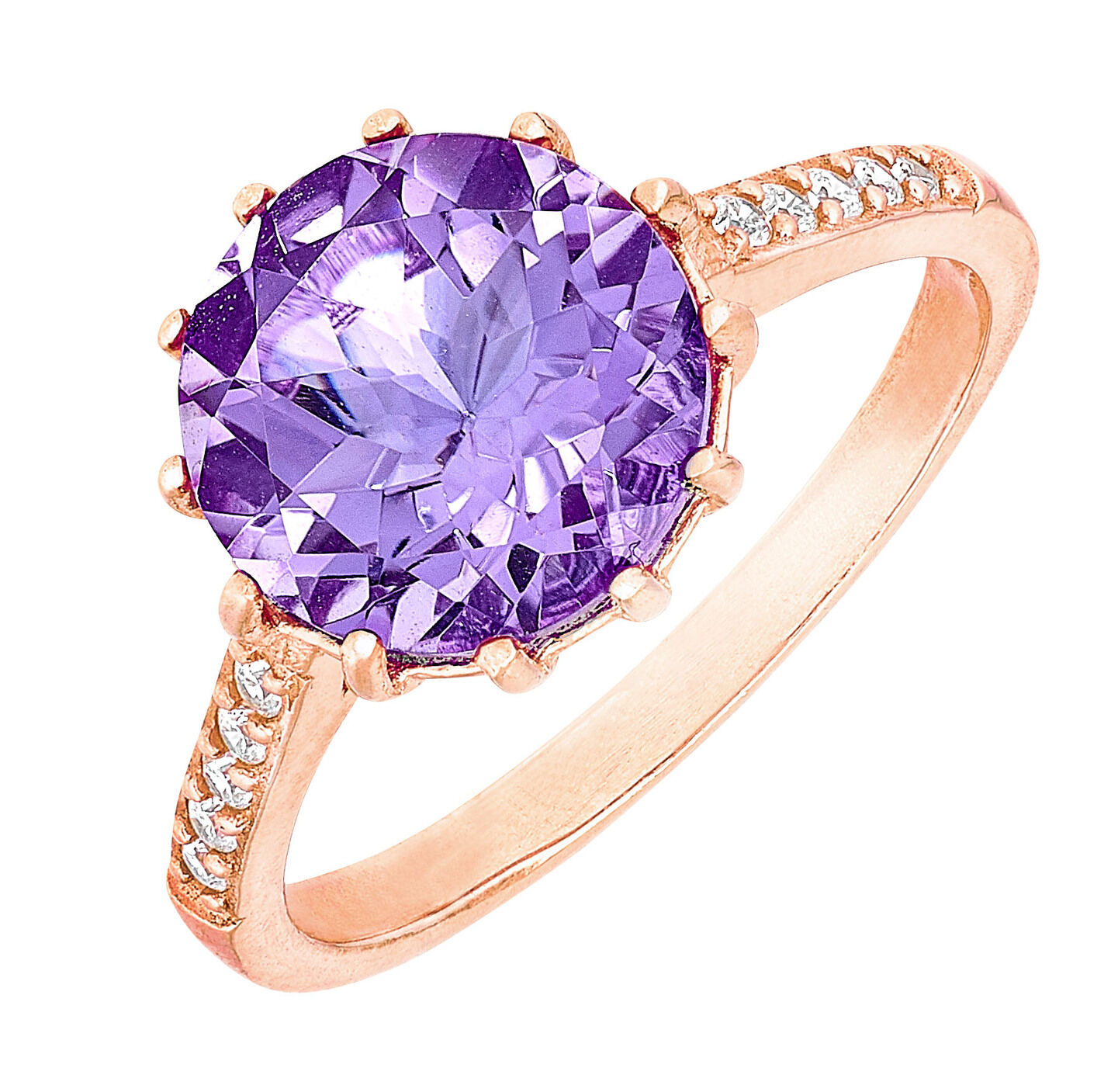 Funkelnder Damenring mit echt Amethyst und synth. Zirkonia