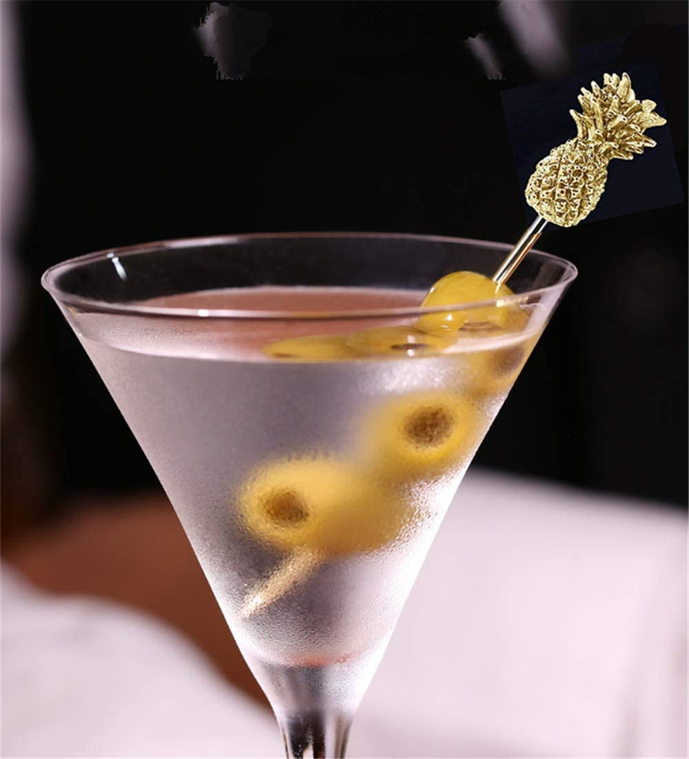 (5er Set) 11.5cm Metall Cocktail Sticks Fingerfood Party Spiesse Deko Frucht Zahnstocher - Ananas