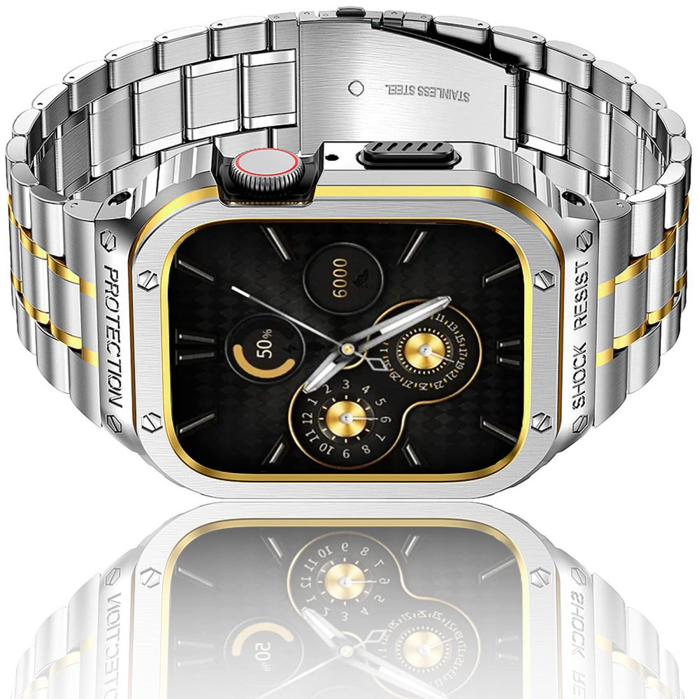 Apple Watch Ultra 3 / Ultra 2 / Ultra (49 mm) Klassisches Edelstahl Armband   Bumper Case - Silber / Gold