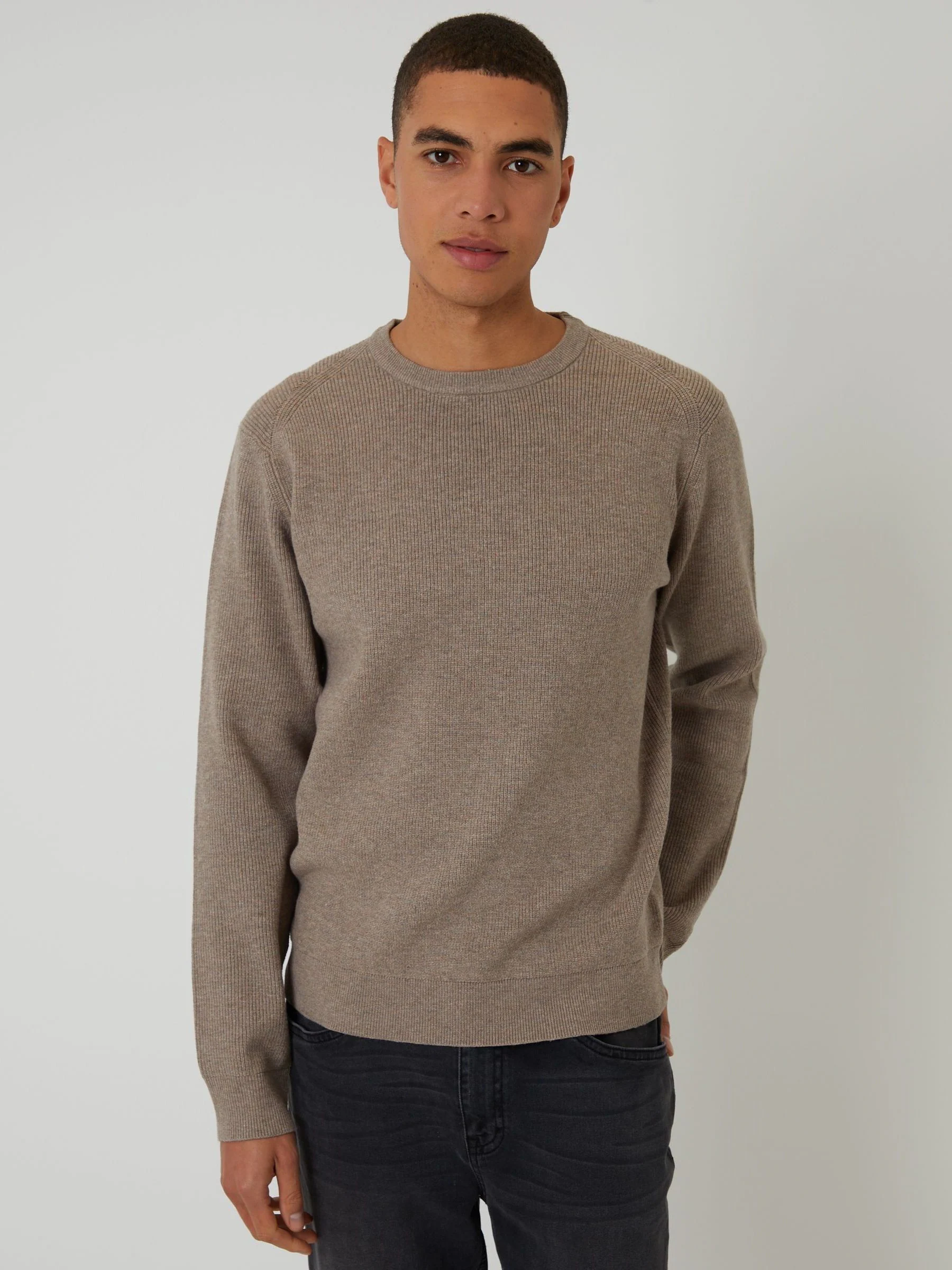 Bruin - Threadbare Rib Knit Crew Neck Jumper