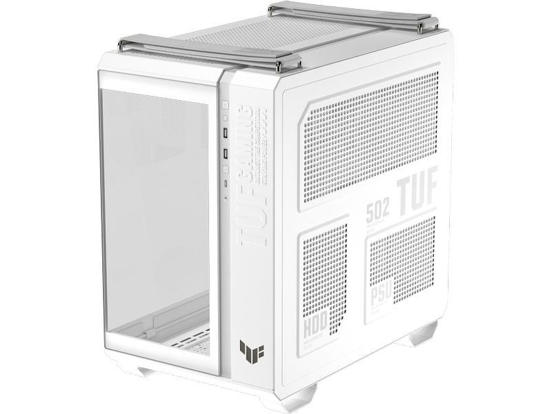 ASUS PC-Gehäuse TUF GAMING GT502 Horizon TG ARGB Weiss Robuster und stylisher Midi-Tower mit gehärtetem Glas, ARGB-Beleuchtung und durchdachtem Kühlkonzept