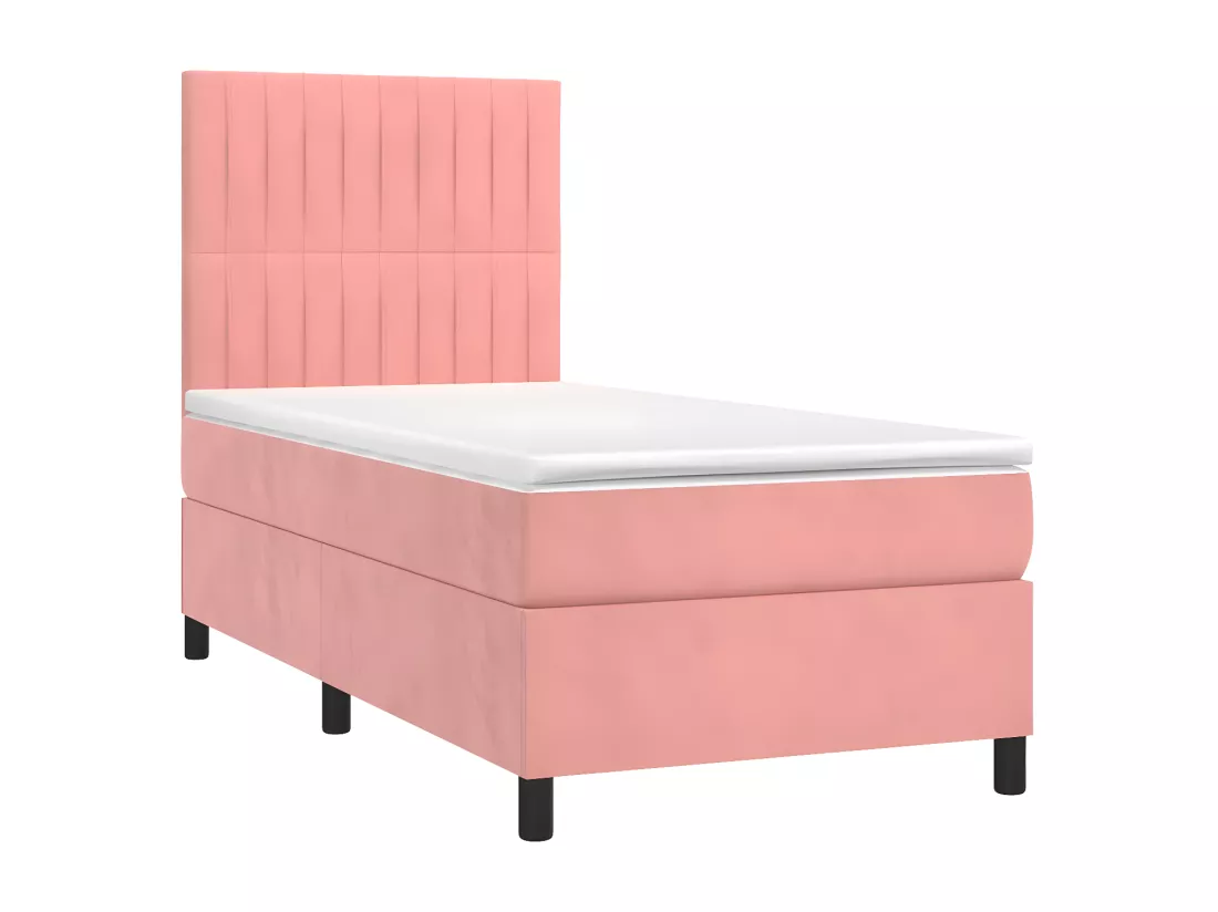 Sommier tapissier avec matelas et LED Rose 90x190 cm Velours