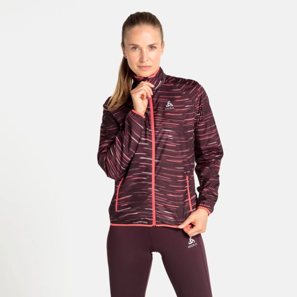 Veste running ODLO ESSENTIAL LIGHT PRINT JACKET W WINETASTING