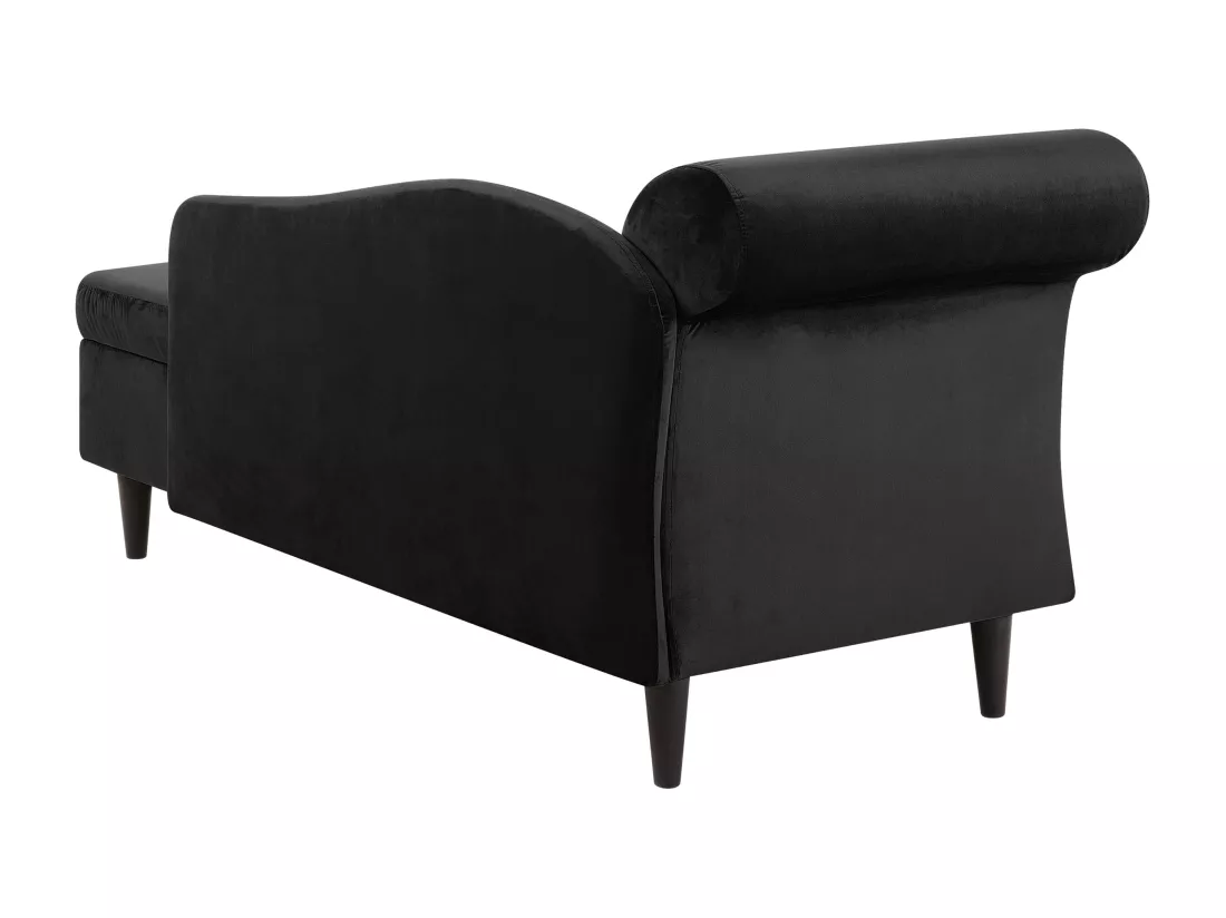 Chaise longue côté droite en velours noir LUIRO