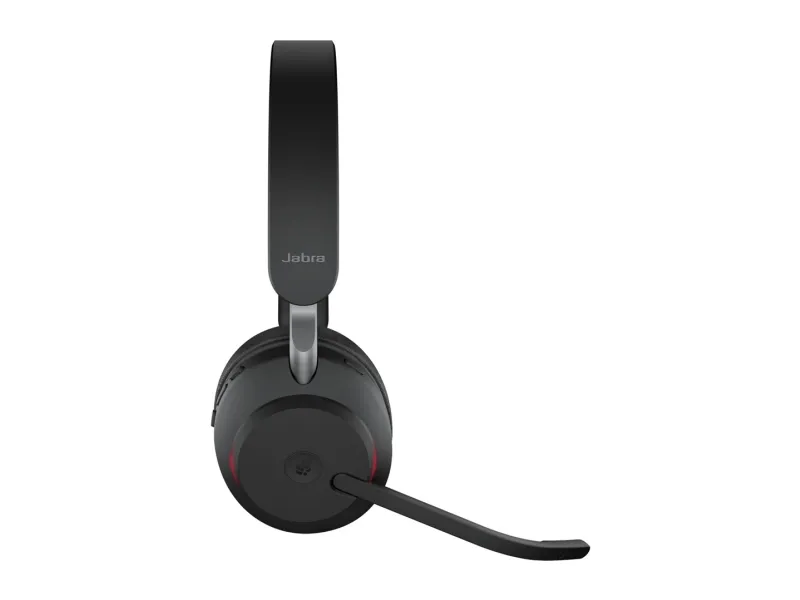 Jabra Evolve2 65 MS Stereo - Headset - på øret - Bluetooth - trådløs - USB-A - støjisolerende - sort - med opladningsstander - Certified for Microsoft Teams