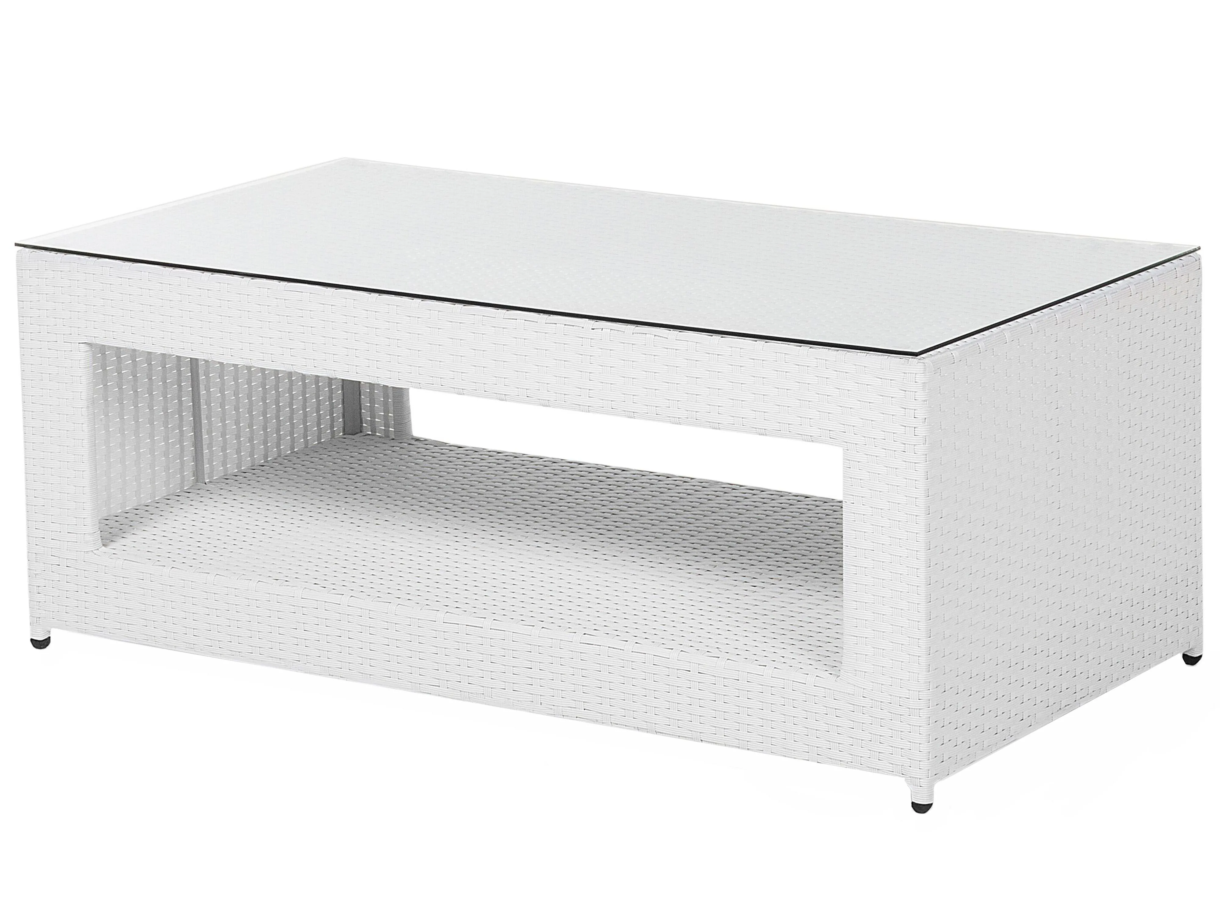 Loungeset met tafel en ottomaan 6-zits ROMA PE rotan Wit