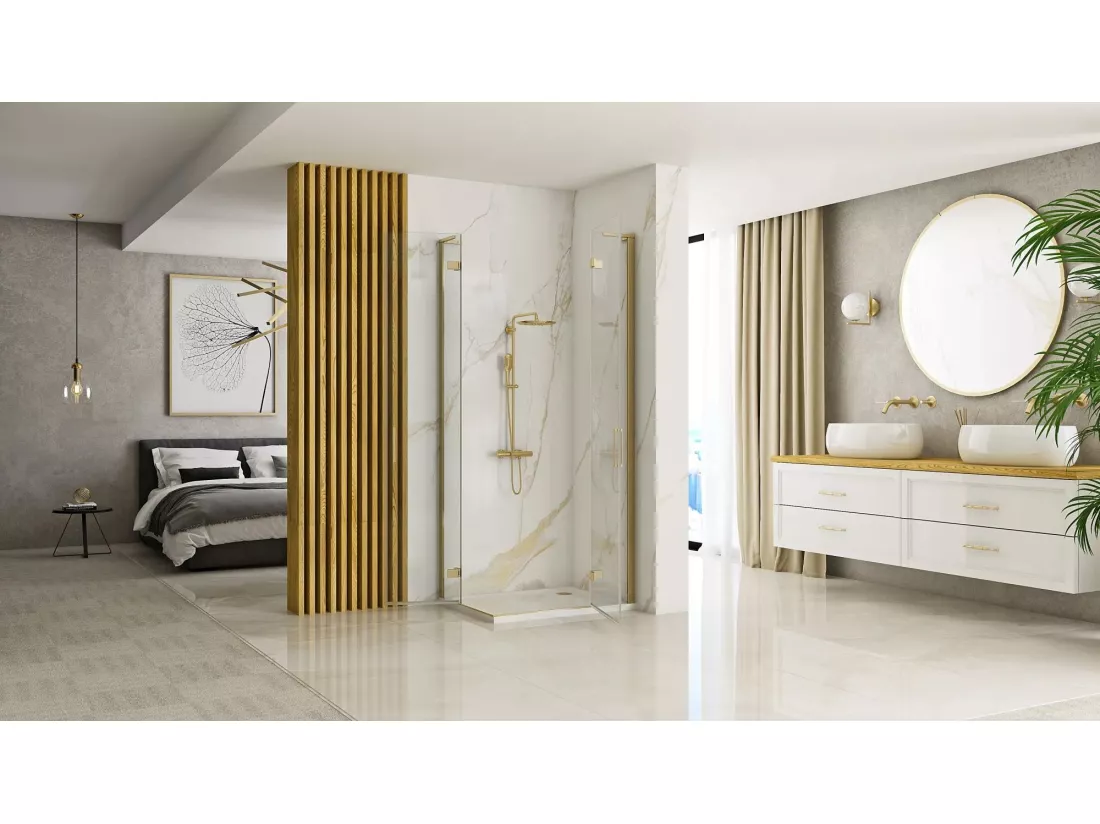 Cabine De Douche Rea Hugo Double 80X100 Brush Gold
