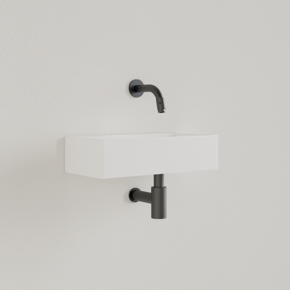 Sanigoods Nano fontein links wit mat zonder kraangat 36x18cm
