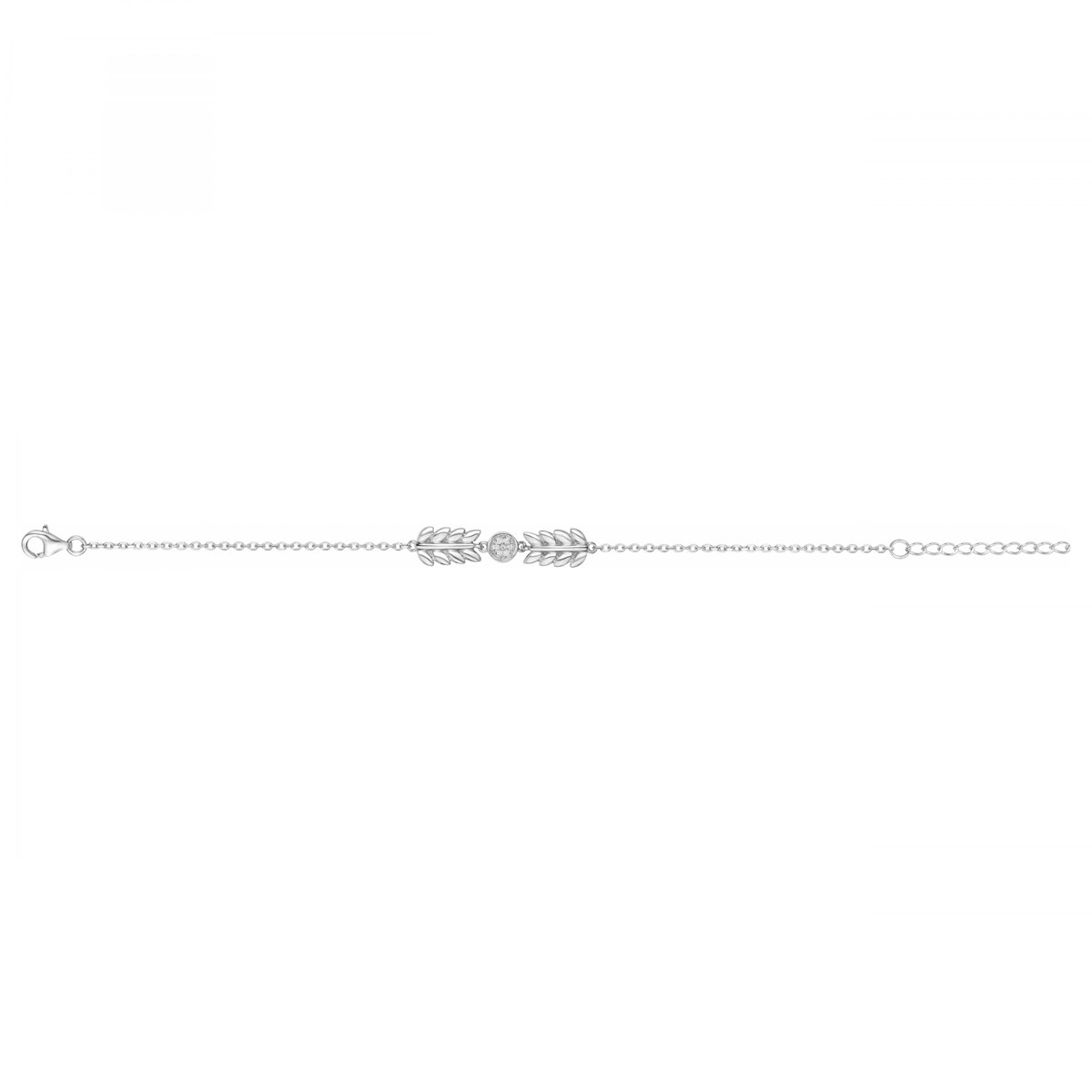 Bracelet souple mono-motif en Argent avec oxyde de zirconium blanc
