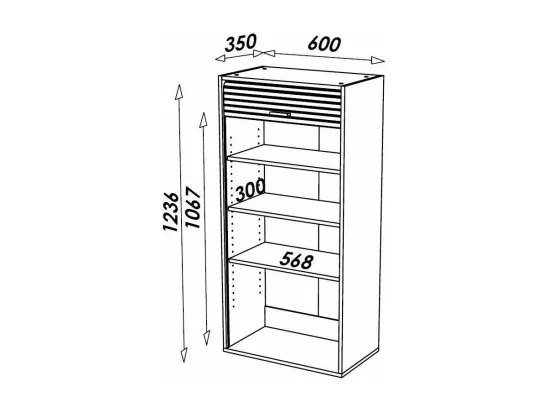 Meuble de rangement à rideau large blanc Cool L60xH124xP35