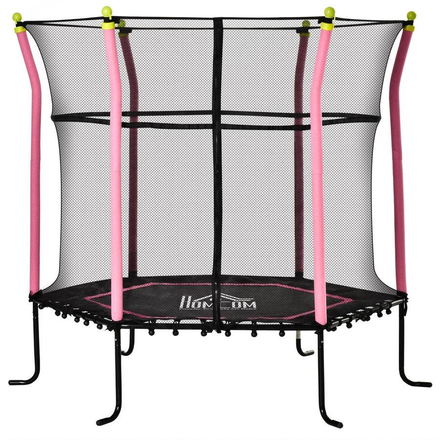 HOMCOM Trampolin mit Sicherheitsnetz schwarz, rosa