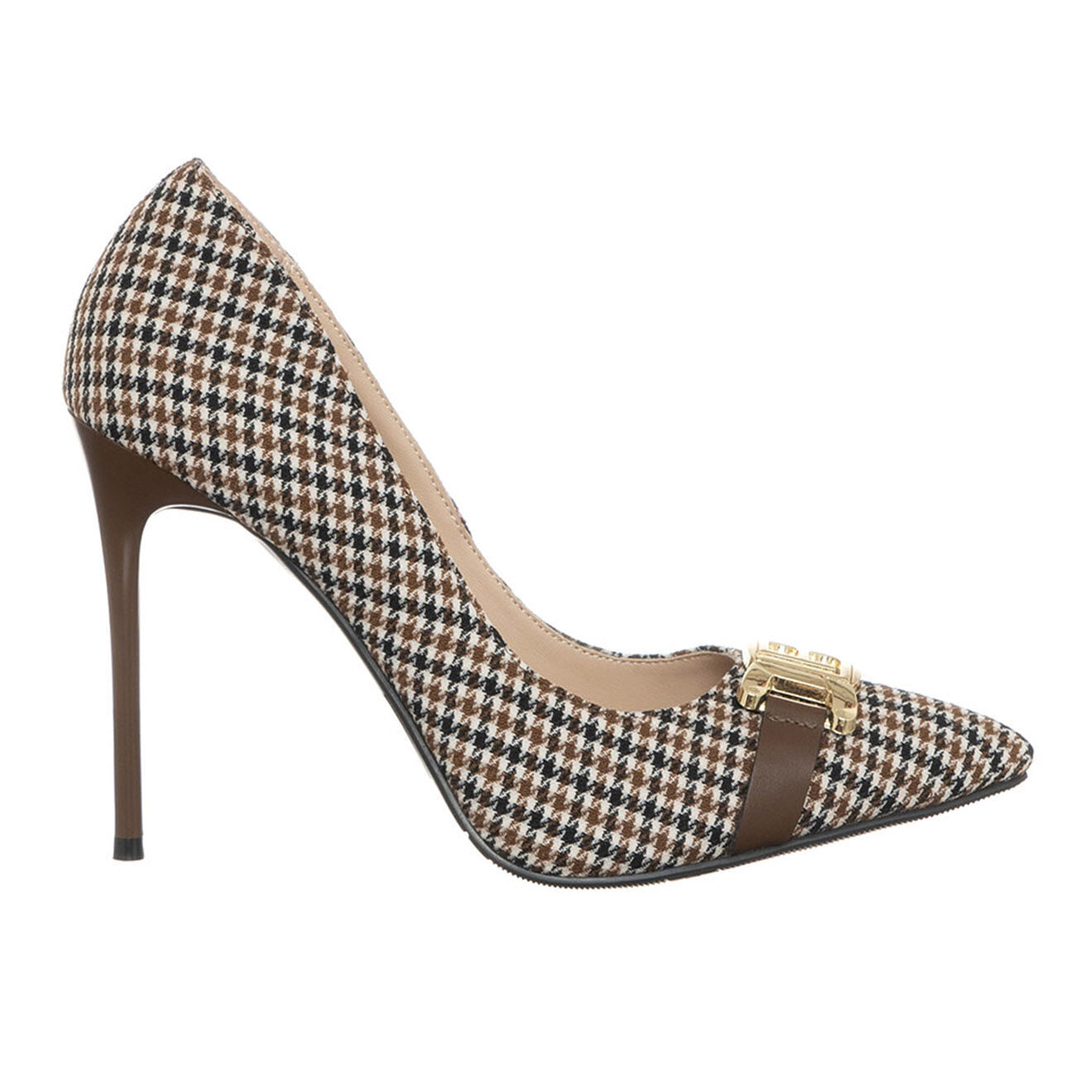 Laura Biagiotti Escarpins en Cuir Ulia marron/carreaux - Talon 10.5 cm