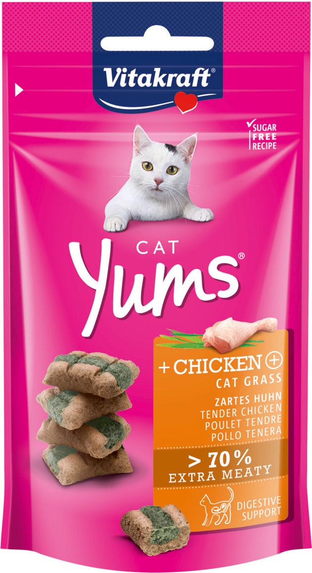 Vitakraft kattensnack Cat Yums kip en kattengras 40 g
