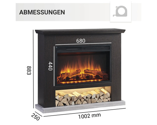 Elektrische haard Balderia Archie donker eiken 2000 watt