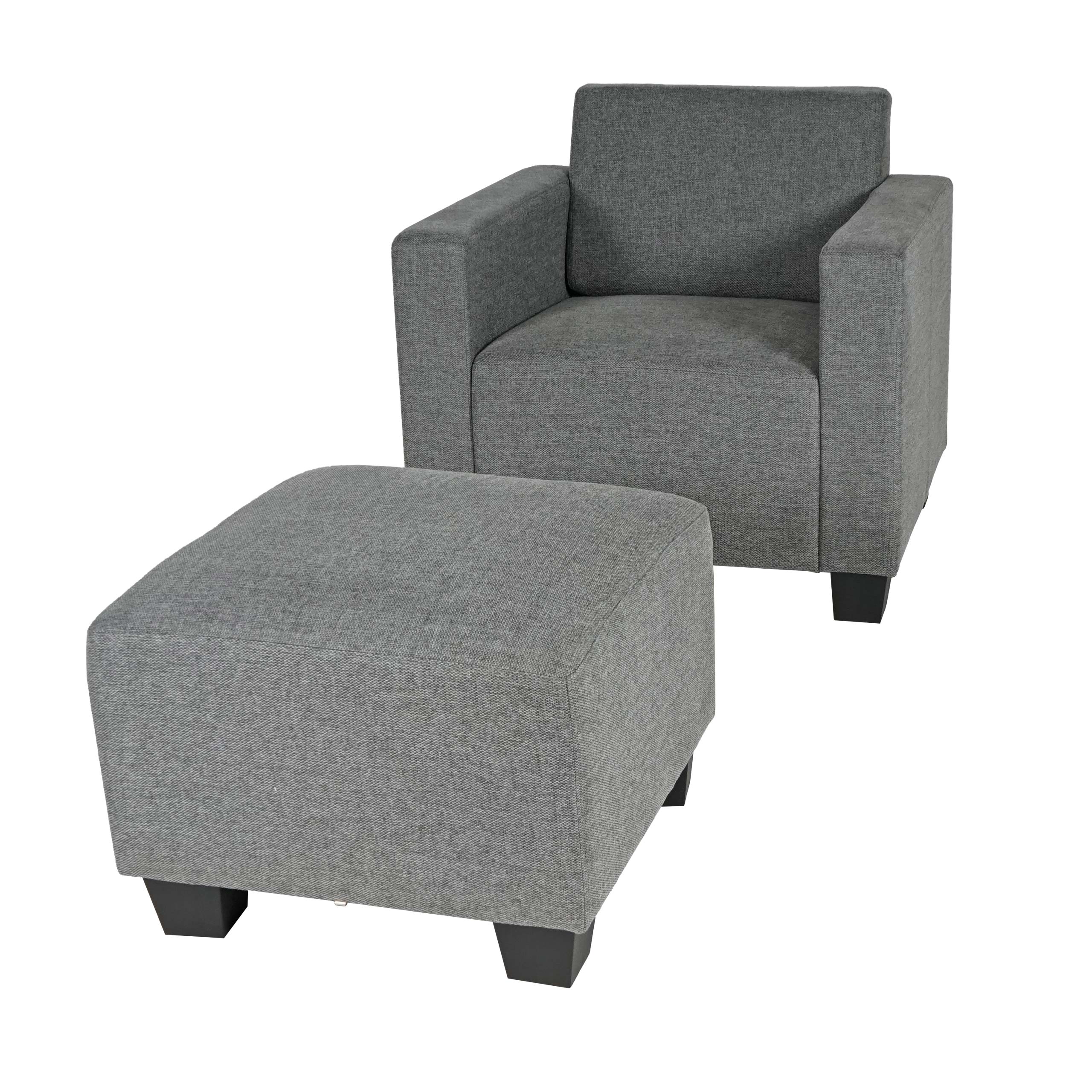 Modular Sessel Loungesessel mit Ottomane Moncalieri, Stoff/Textil ~ grau