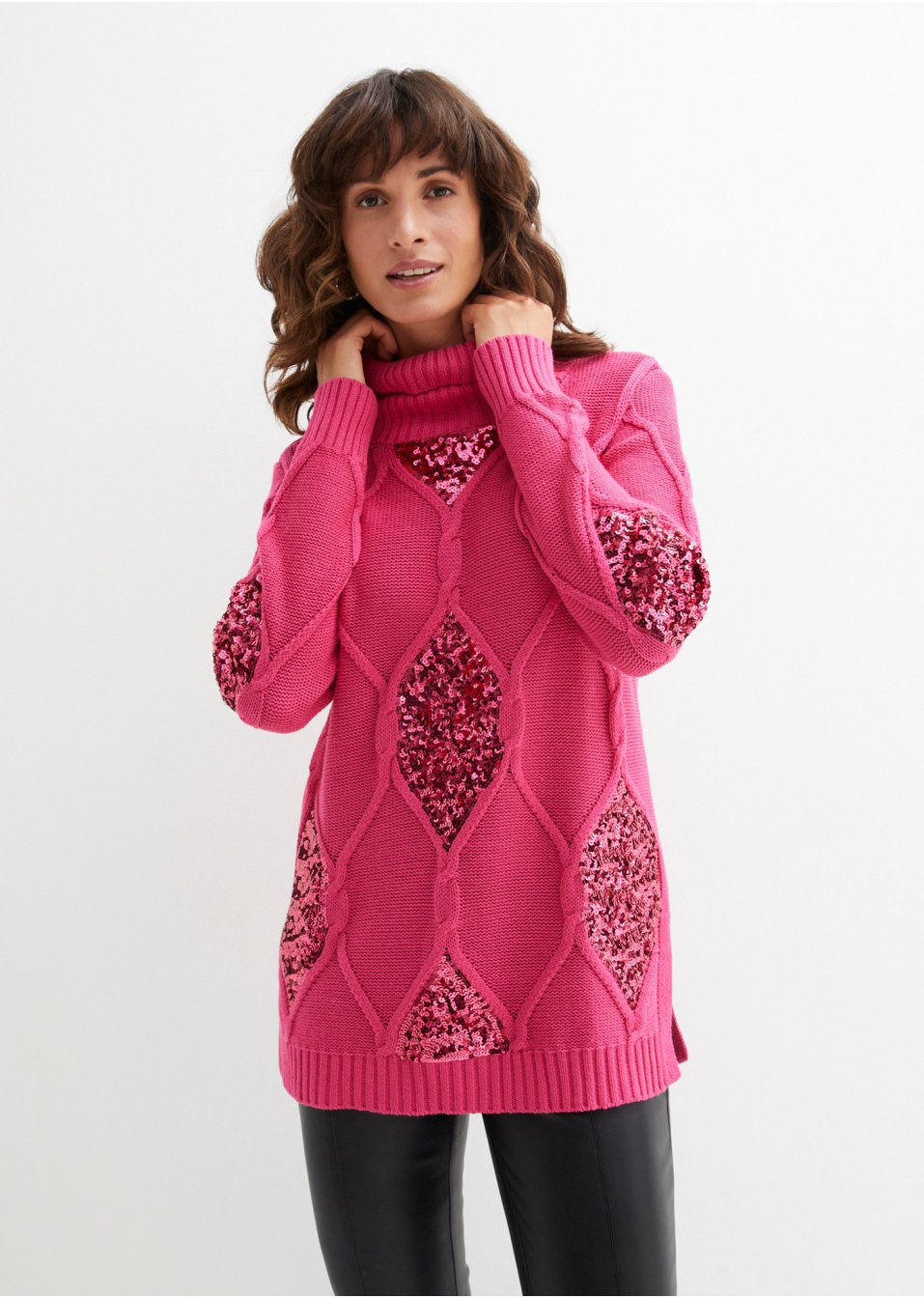 Pull en maille torsadée avec paillettes