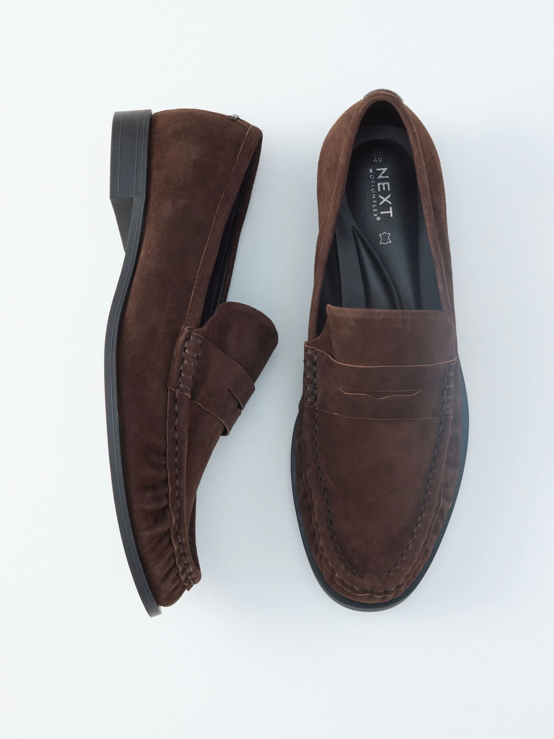 Chocoladebruin suède - Forever Comfort® Premium Leren Loafers met Motionflex en ruches