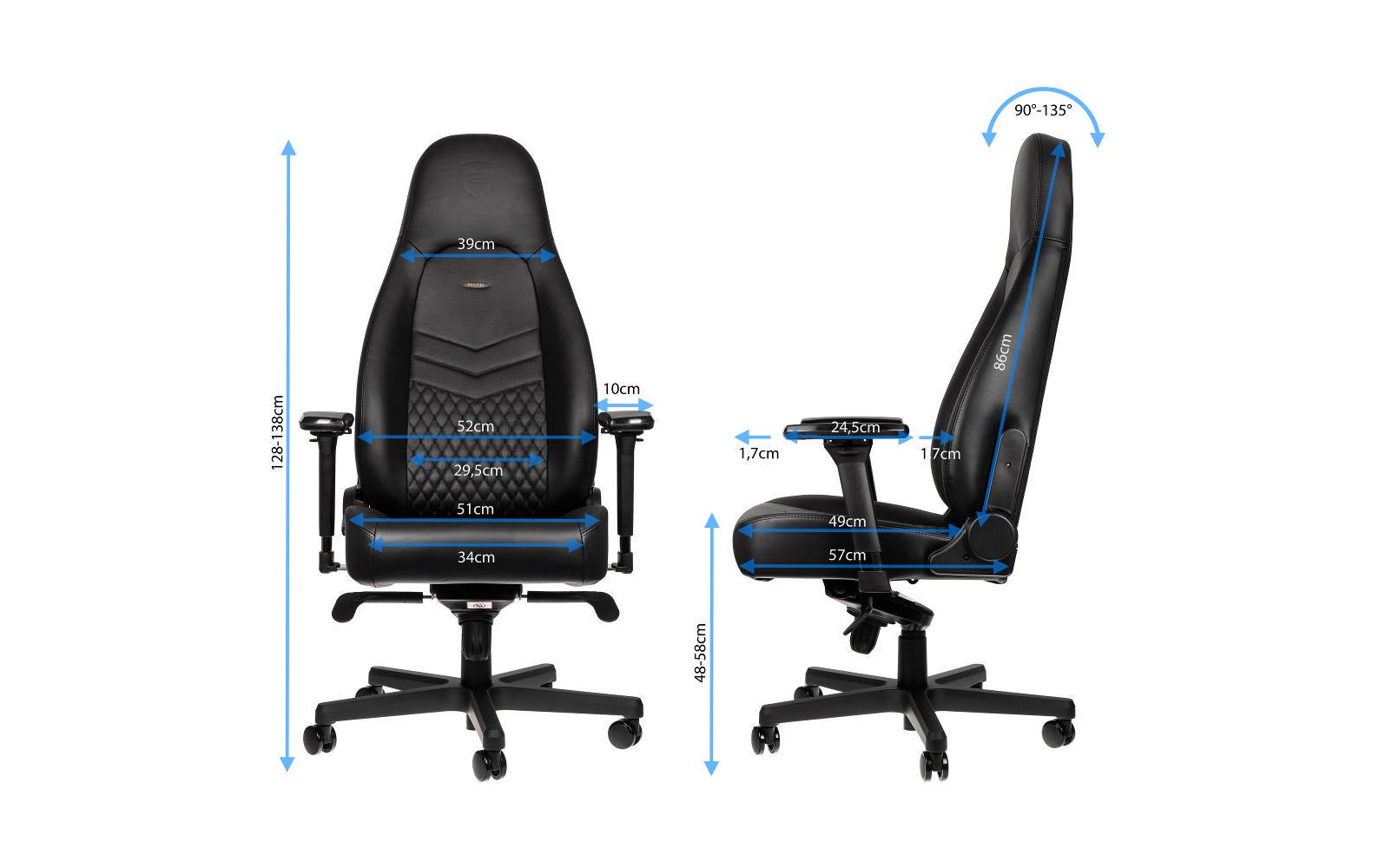 Gaming-Stuhl ICON Echtleder Schwarz<br>Echtleder-Computersessel