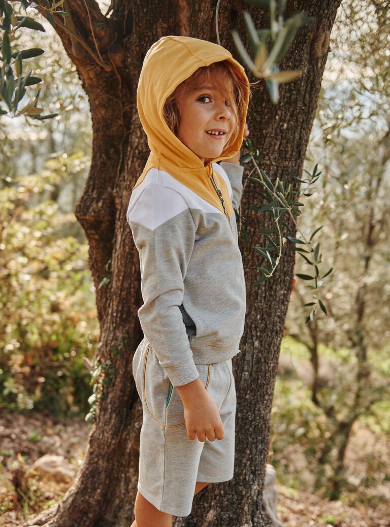 Sweat à capuche gris chiné