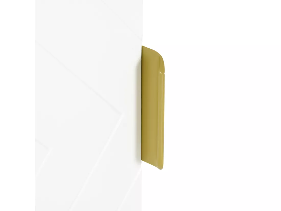 Armoire murale de salle de bain - porte, 2 étagères - poignée métal doré MDF blanc