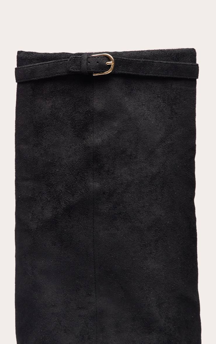 Noir Botte Haute À Talon Effet Synthétique Avec Revers