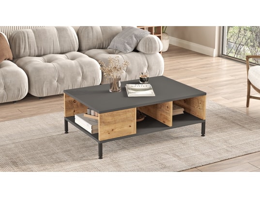 CONCEPT1 - Table basse Rl2-Aa Pin Atlantique anthracite 90 x 60 x h33,1cm