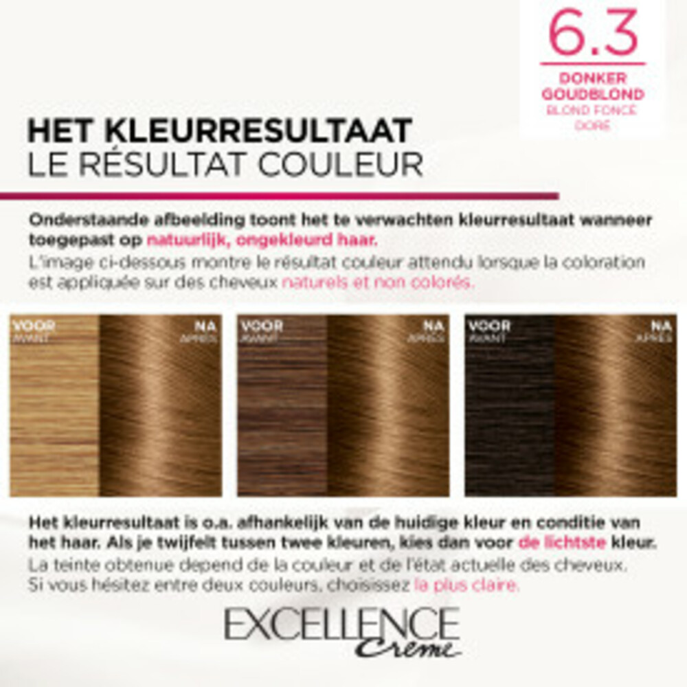 L'Oréal Excellence Crème Permanente Crèmekleuring 6.3 Donker Goudblond