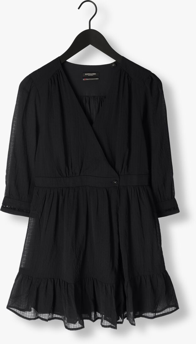 SCOTCH & SODA zwarte scotch & soda mini jurk wrap mini dress