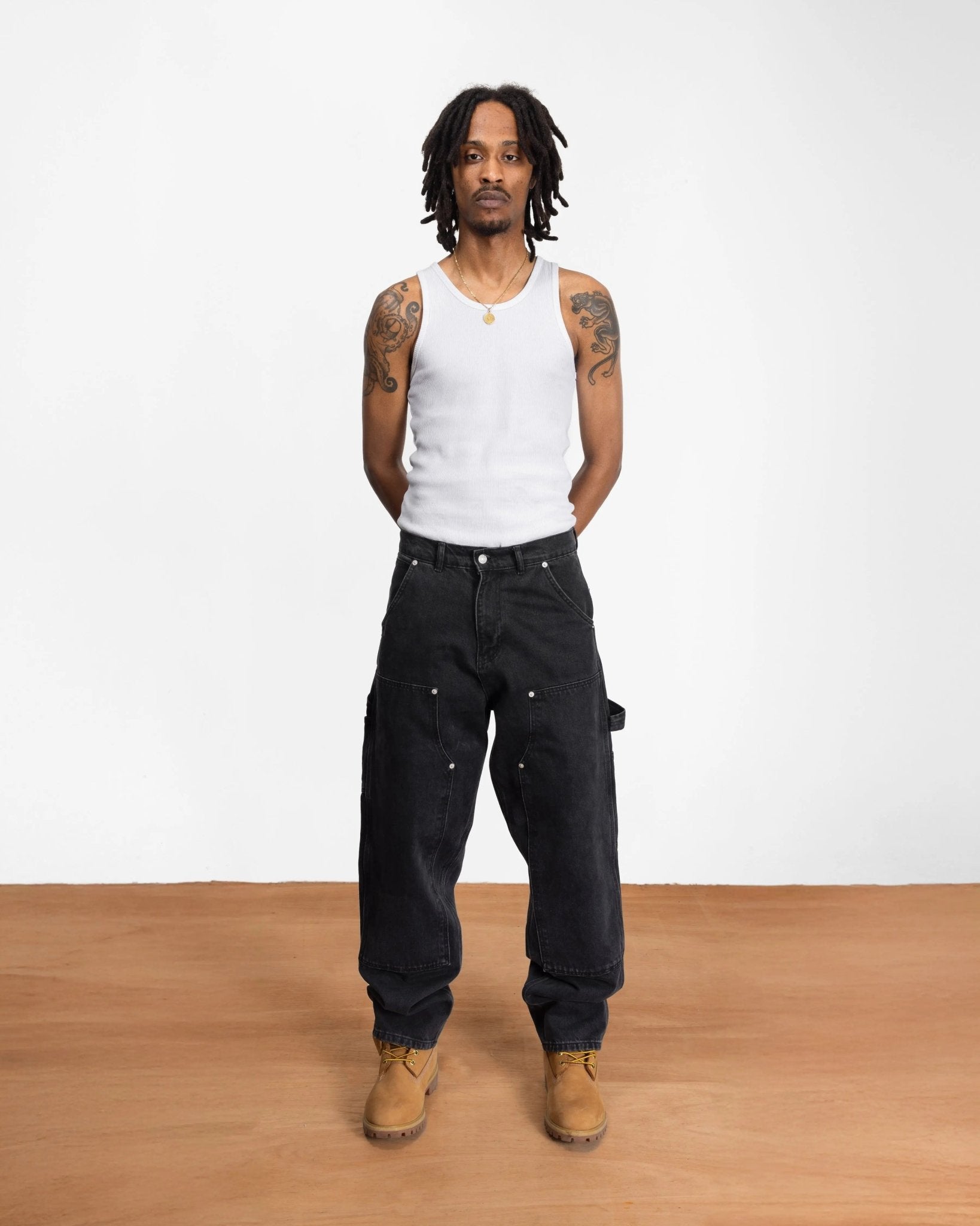 Patta Double Knee Denim Pants (Black Denim)