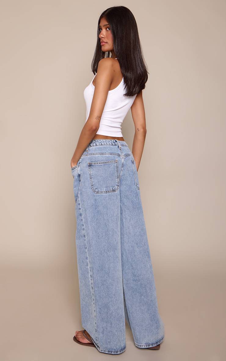 Bleu Clair Jean Large À Détails Boutonnés