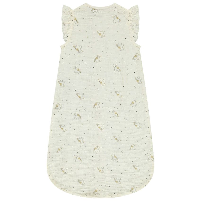 Gigoteuse en double gaze TOG 0.5 imprimé licornes pour bébé fille - Ecru