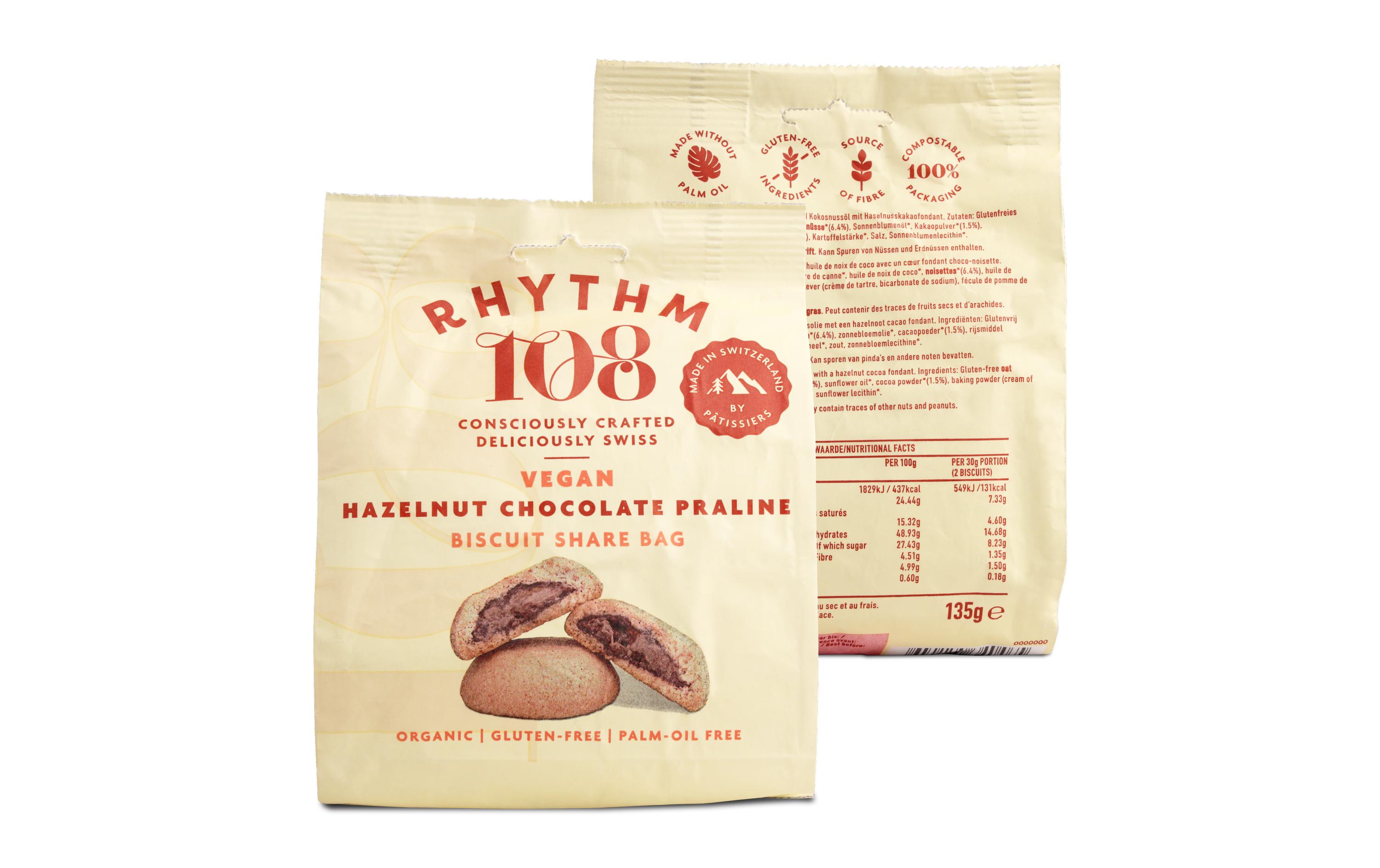 Guetzli Swiss Vegan Hazelnut Chocolate Praline Biscuit 135 gVegane Schokoladenkekse aus der Schweiz