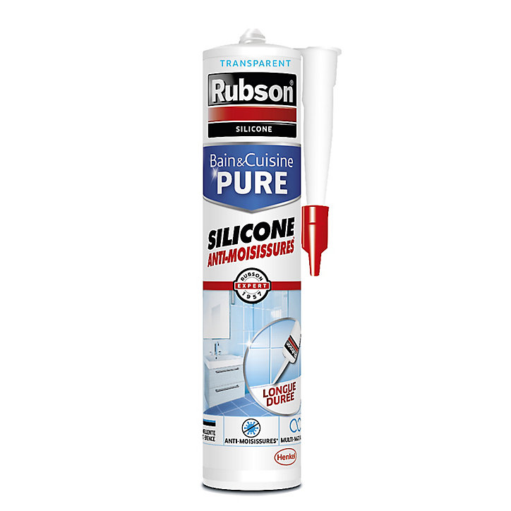 Mastic Rubson Bain&Cuisine Silicone Evite les moisissures transparent cartouche 280ml
