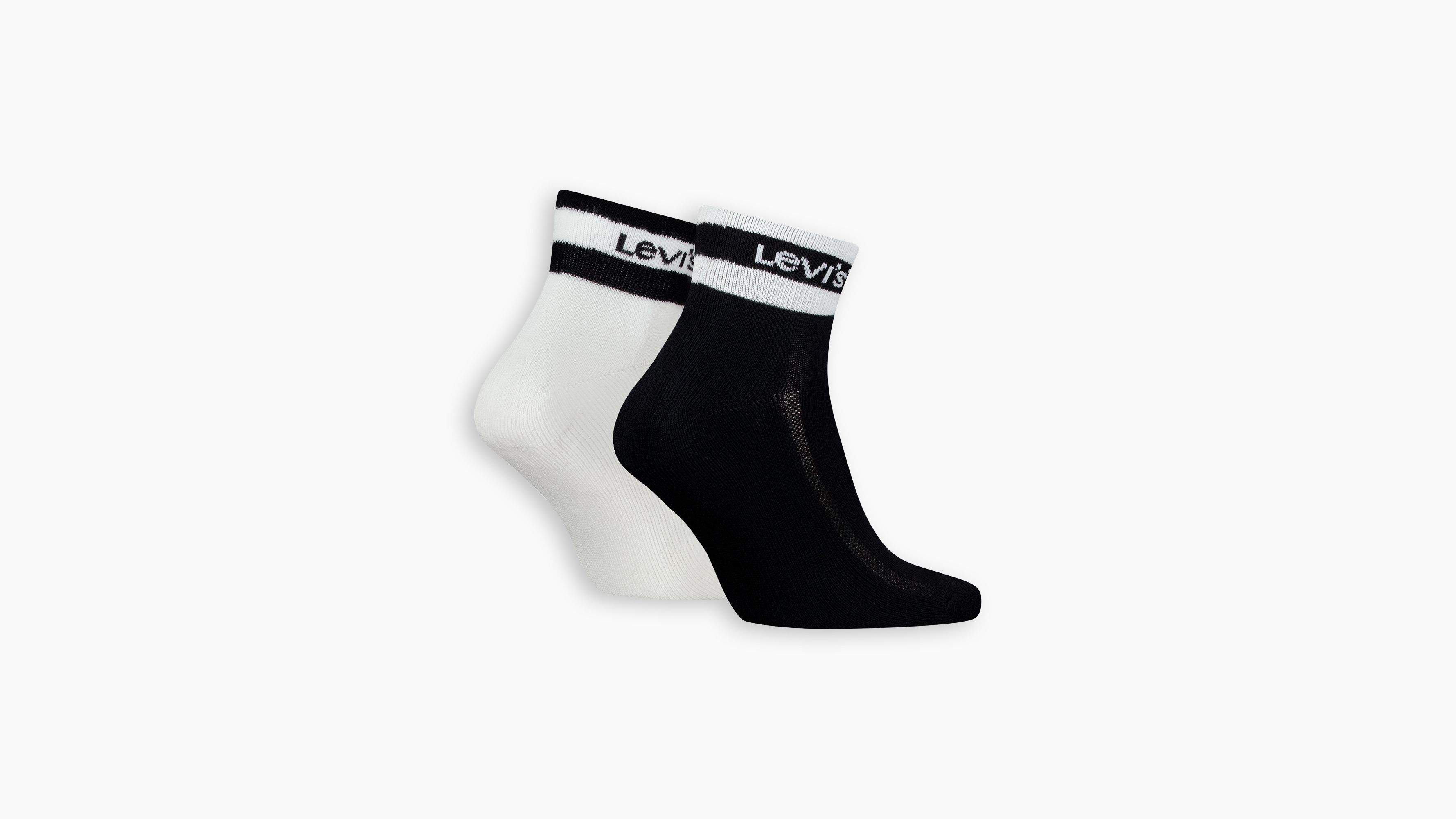 Levi's® chaussettes mi-hautes sport rayures - Lot de 2 - Black/White - Multicolore