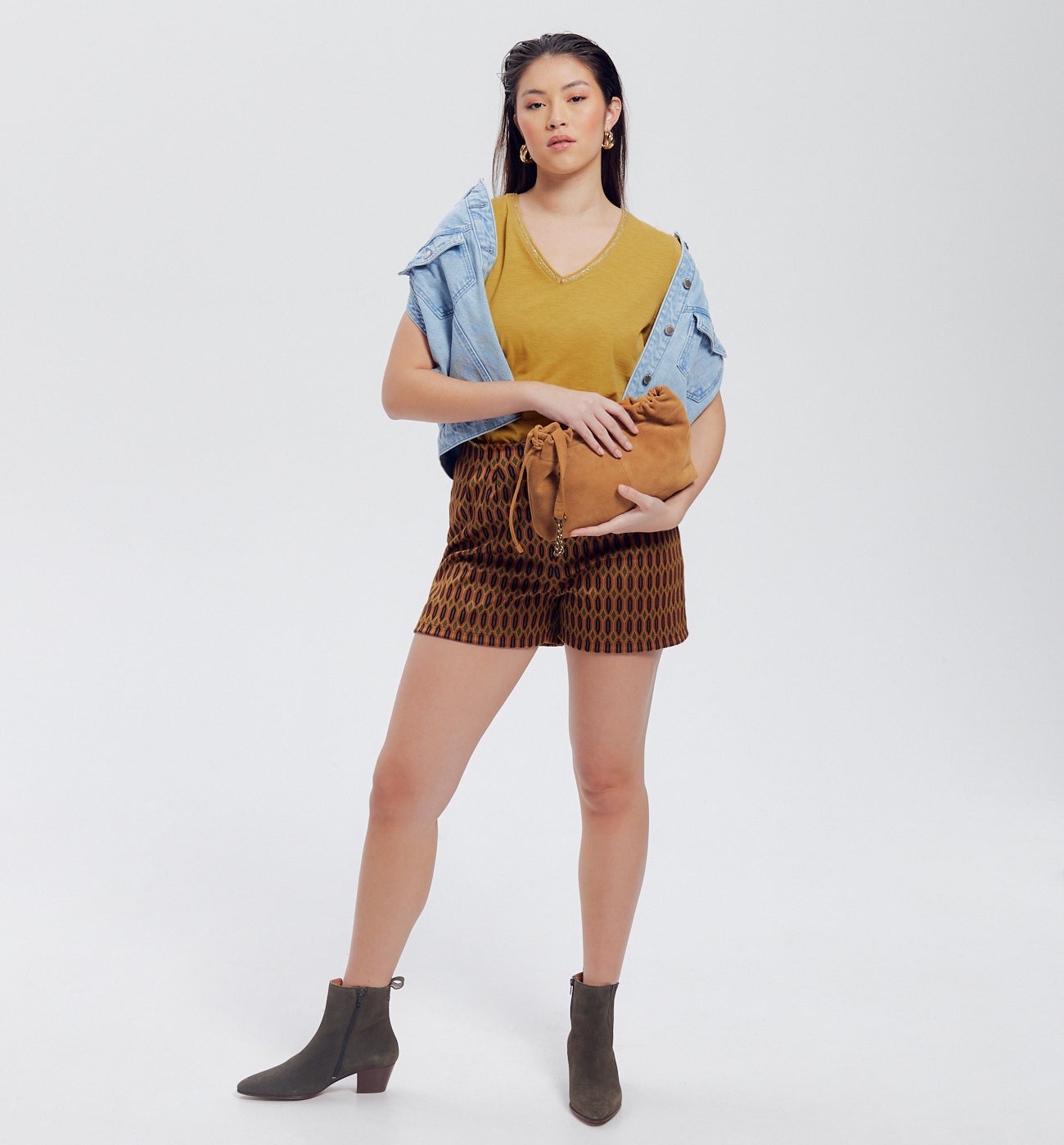T-shirt col V Femme - TILLEUL CLAIR