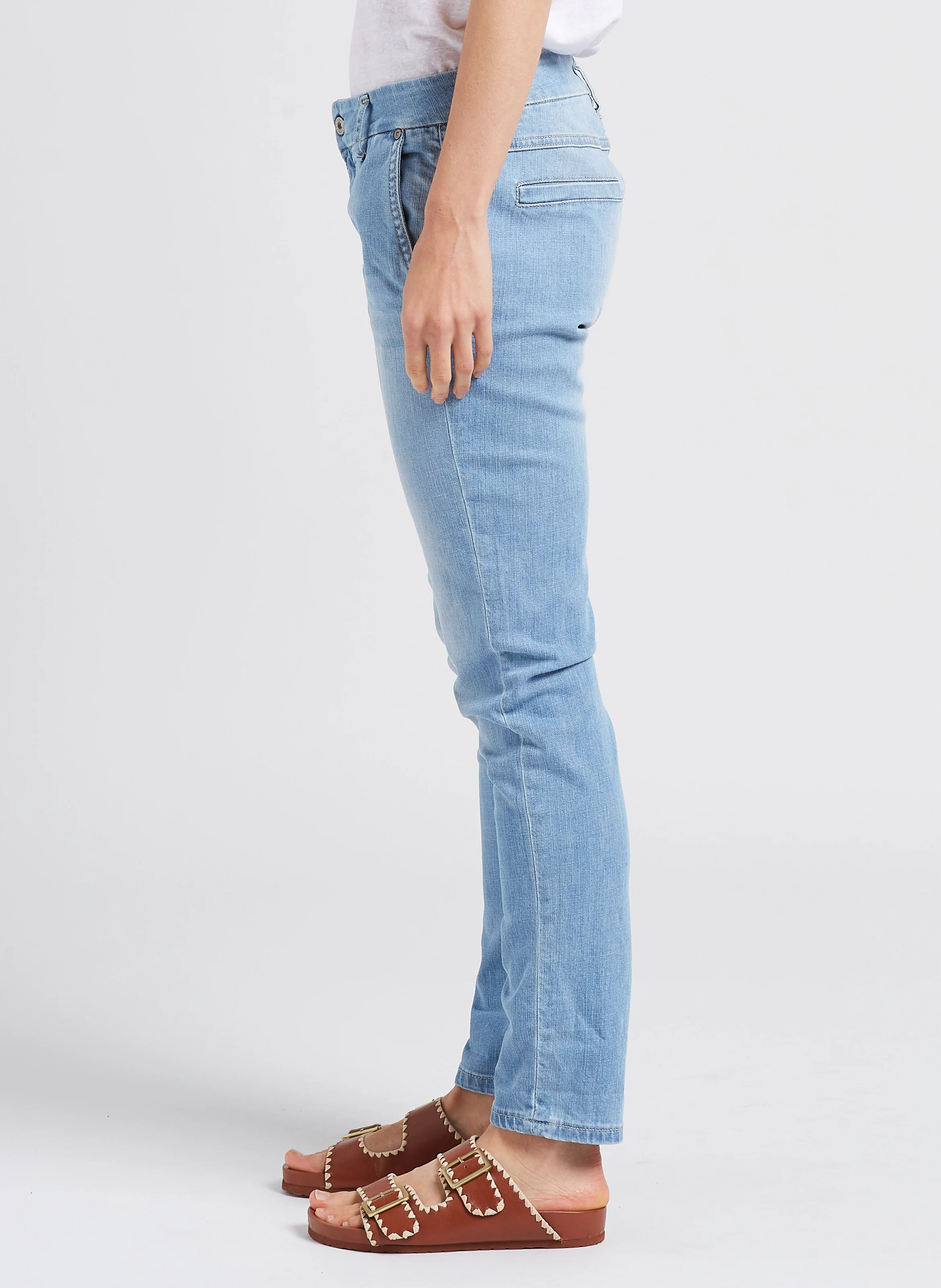 Jean slim taille haute en coton stretch | Bleu
