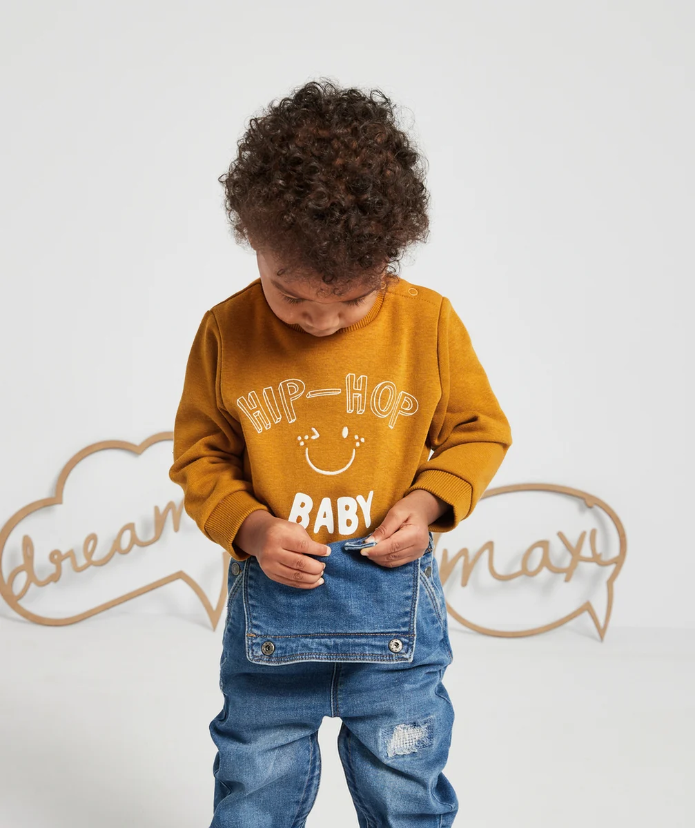 SWEAT HIP-HOP OCRE BÉBÉ GARÇON EN FIBRES RECYCLÉES AVEC COL CHEMISE