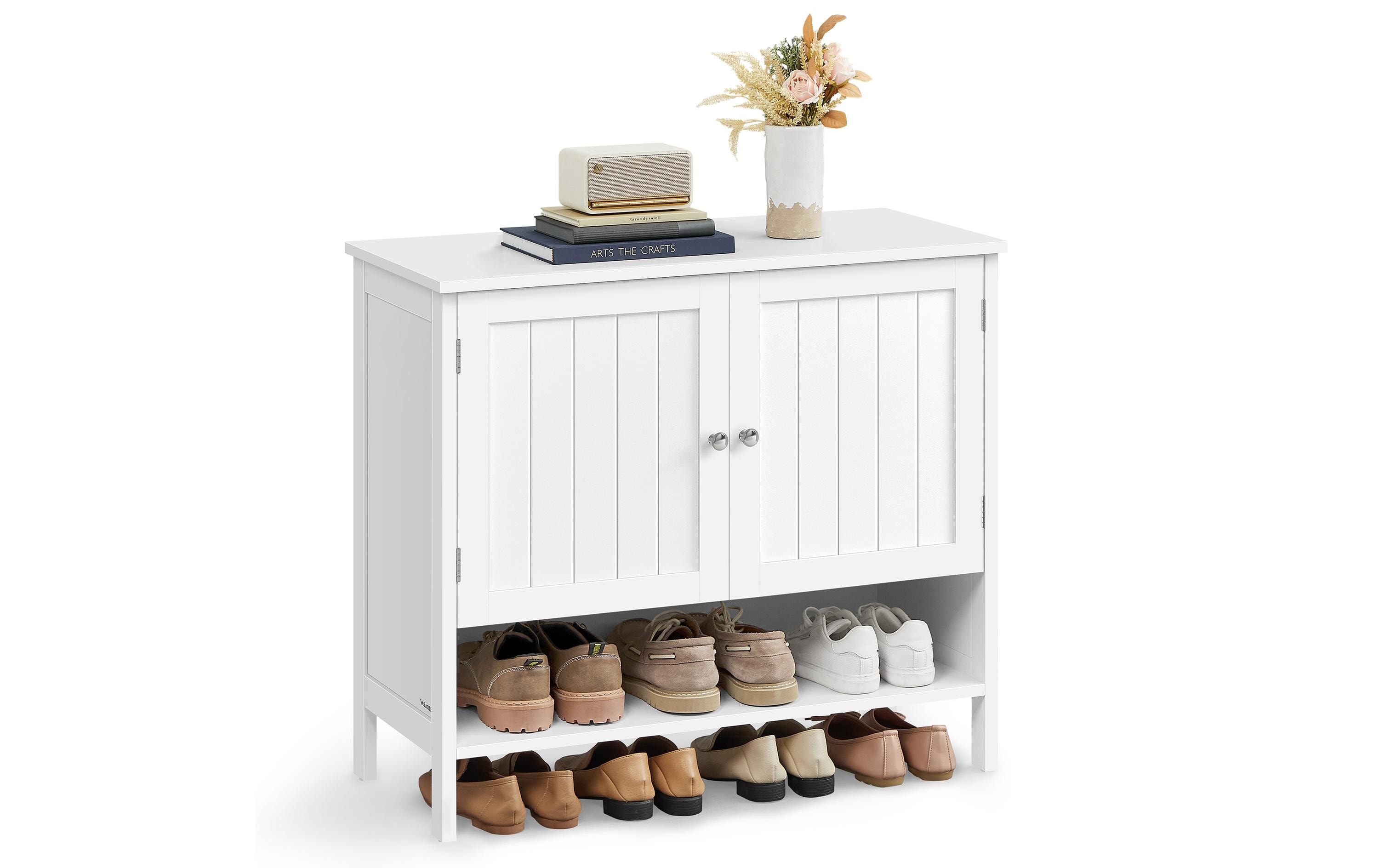 Schuhschrank Landhausstil 80 x 70 cm, Weiss<br>Schuh-Organizer