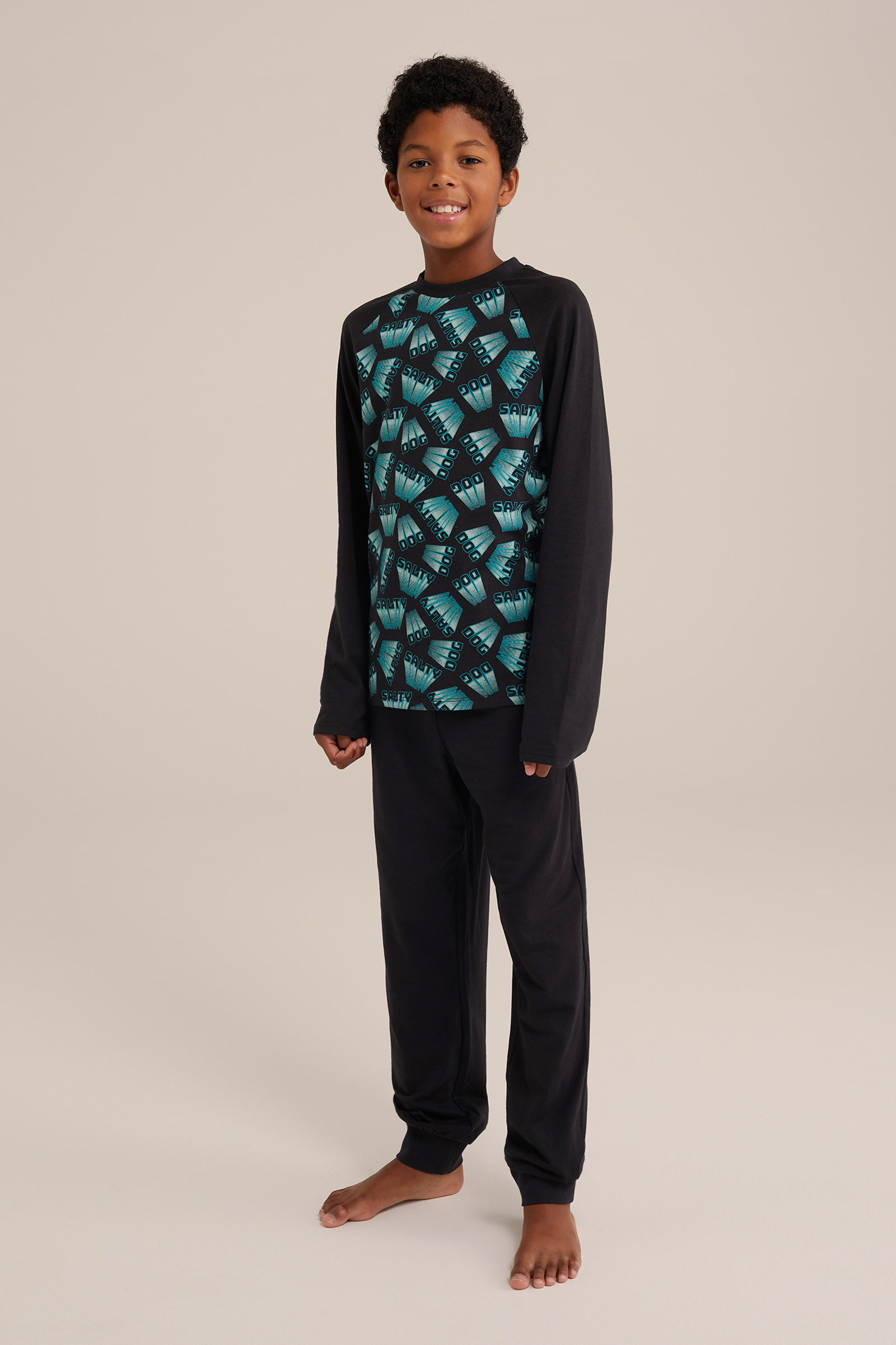 Jongens pyjamaset met dessin Salty Dog Zwart